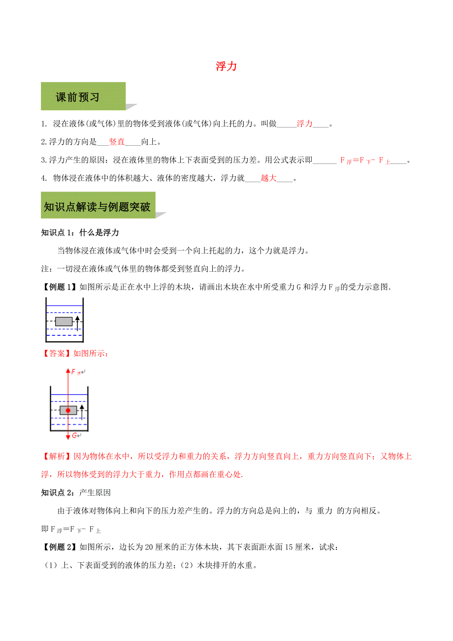 2021八年级物理下册 浮力考点专练（含解析）（新版）新人教版.doc_第1页