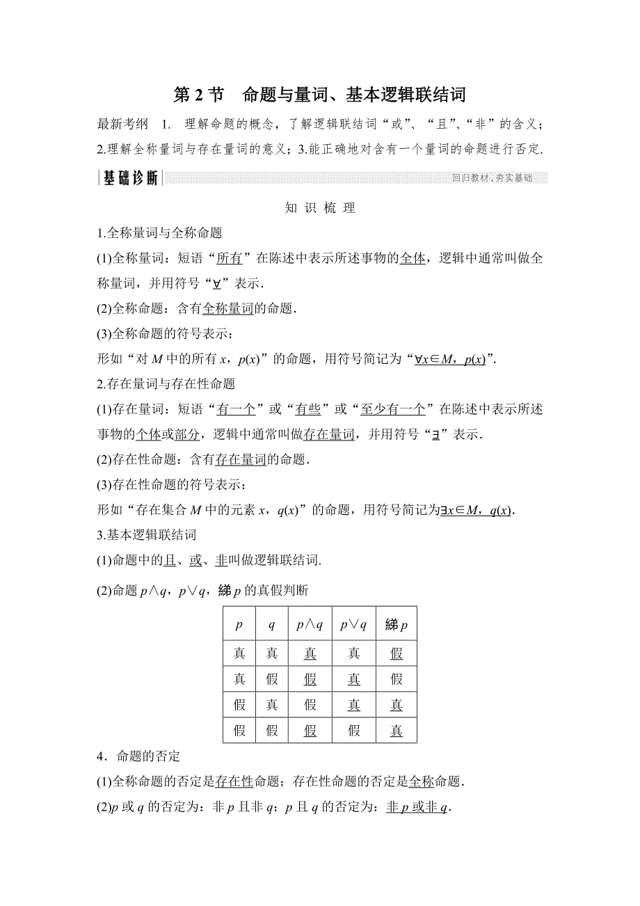 2019版高考数学创新大一轮复习人教B版（理科）全国通用讲义：第一章 集合与常用逻辑用语 第2节 WORD版含答案.doc_第1页