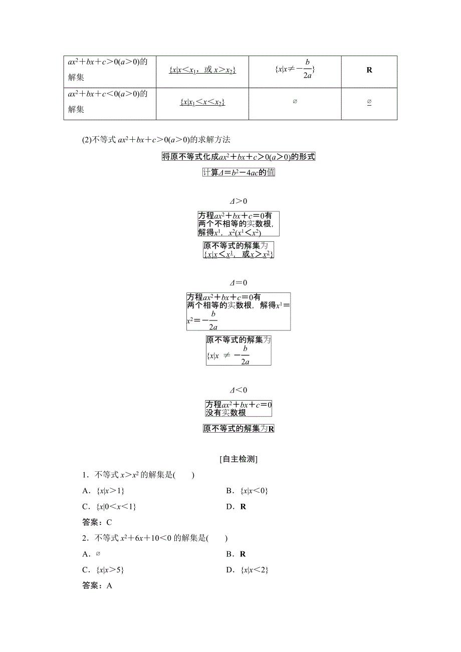 新教材2020-2021学年高中人教A版数学必修第一册学案：2-3　二次函数与一元二次方程、不等式（1） WORD版含解析.doc_第2页