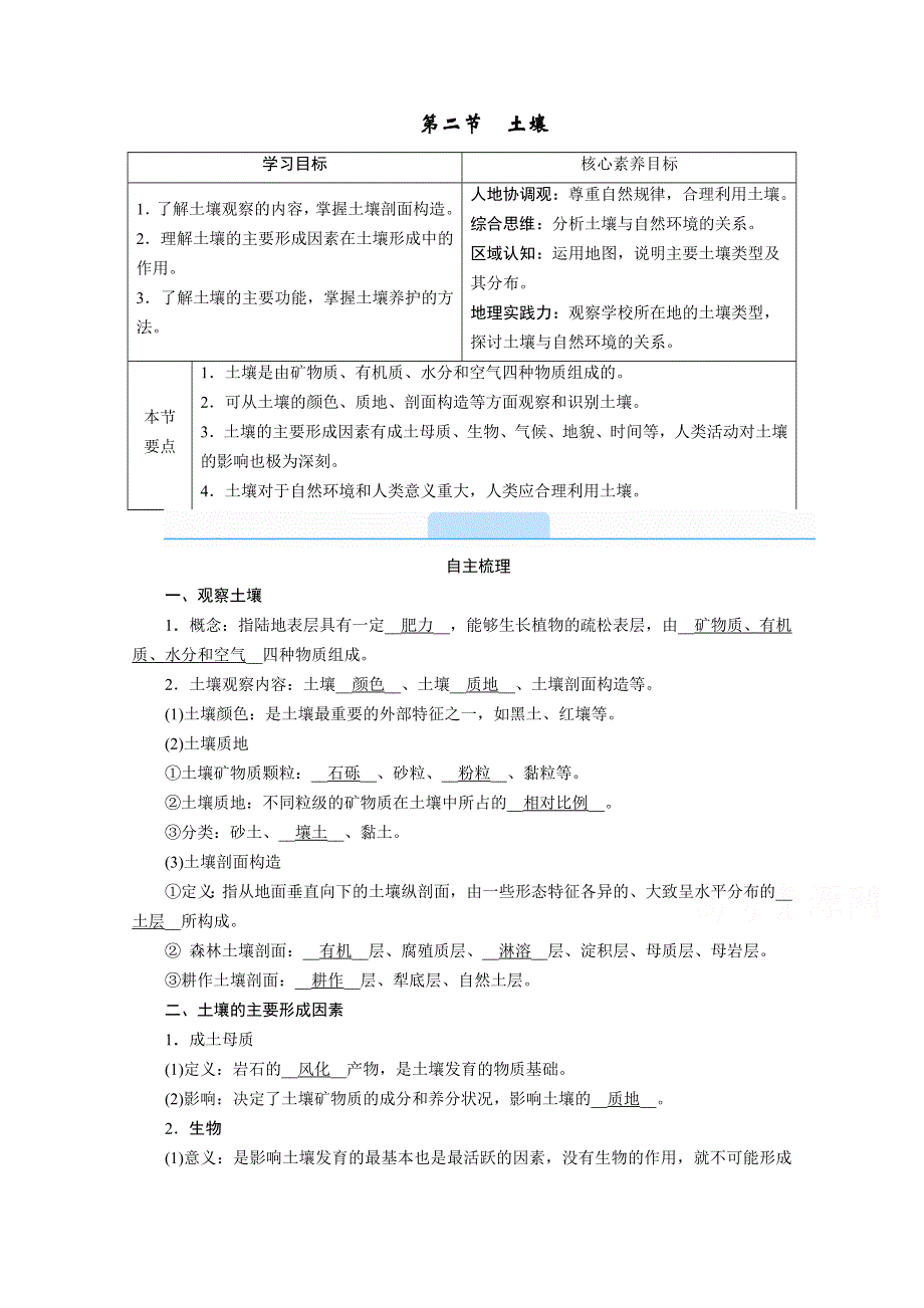 新教材2020-2021学年高中人教版地理必修第1册学案：5-2 土壤 WORD版含答案.doc_第1页