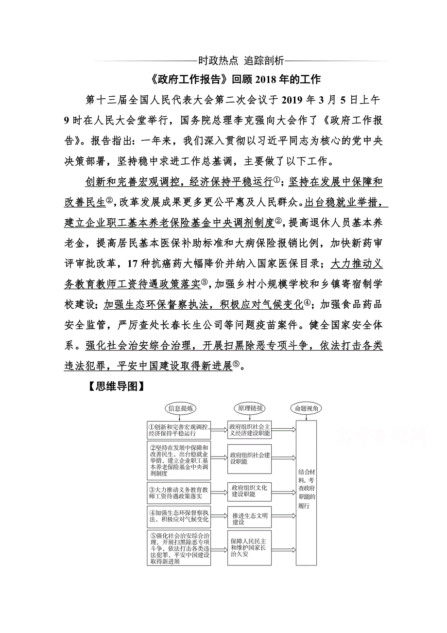 2020春思想政治必修2（人教版）演练：第三课第一框 政府：国家行政机关 WORD版含解析.doc_第1页