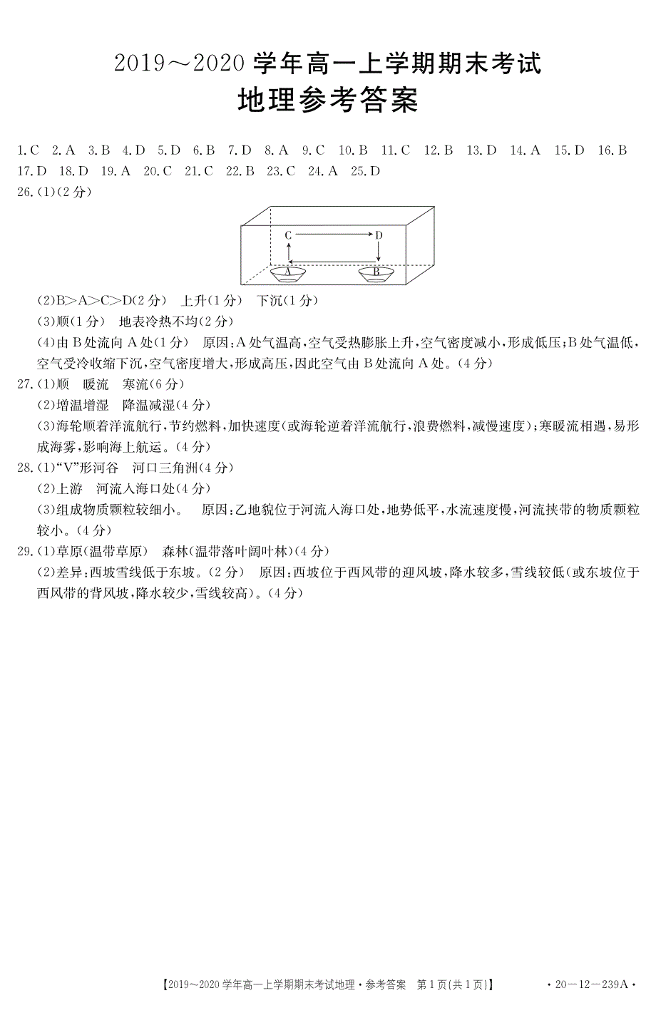 内蒙古赤峰市2019-2020学年高一地理上学期期末联考答案（PDF）.pdf_第1页