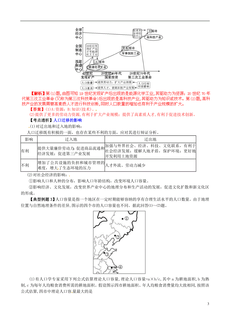 2016年高考地理考点大揭秘人文地理考点27人口空间变化与人口容量练习.doc_第3页