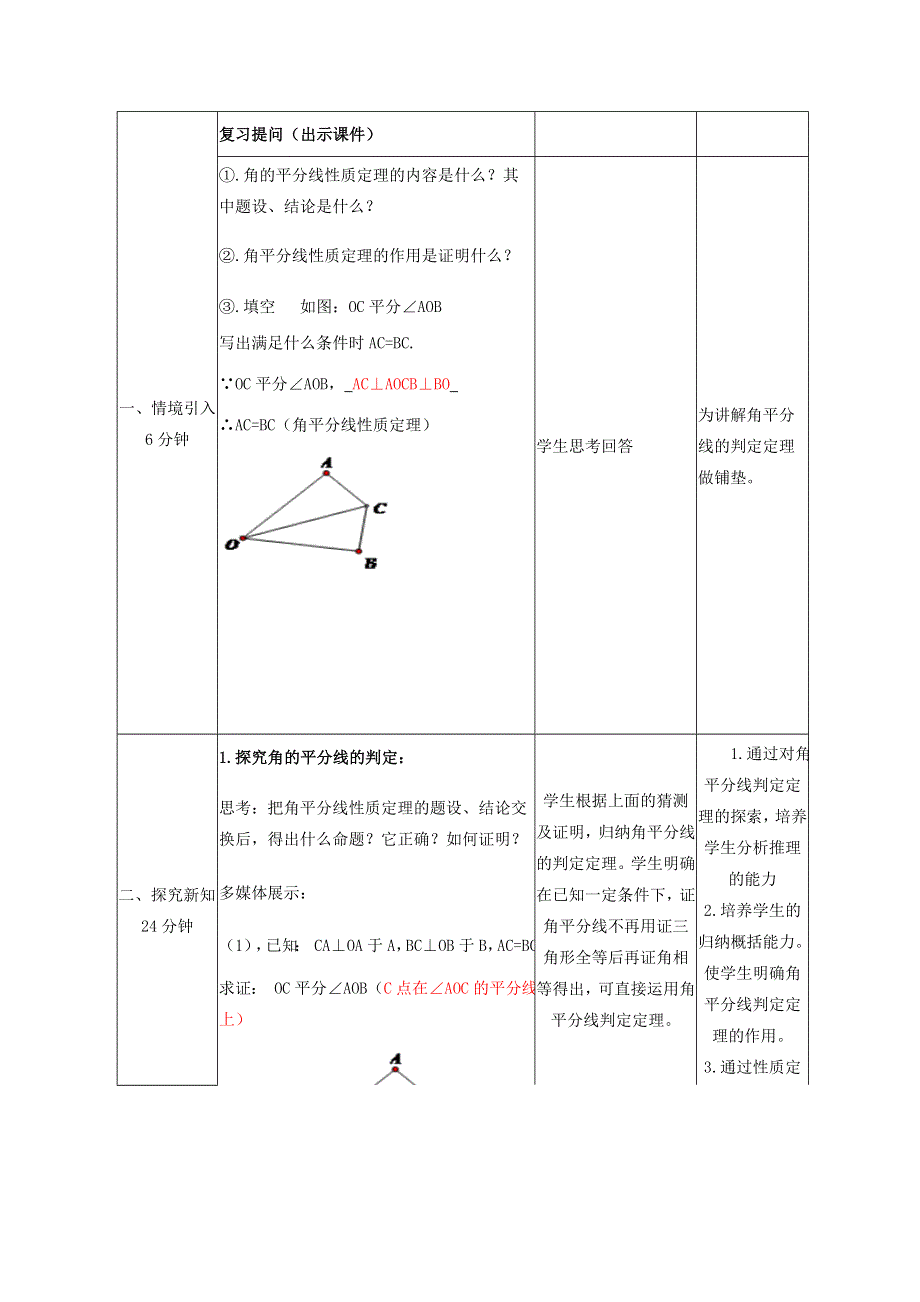 2022春八年级数学下册 第1章 三角形的证明 1.4角平分线1.4.1角平分线的性质与判定教学设计（新版）北师大版.doc_第2页