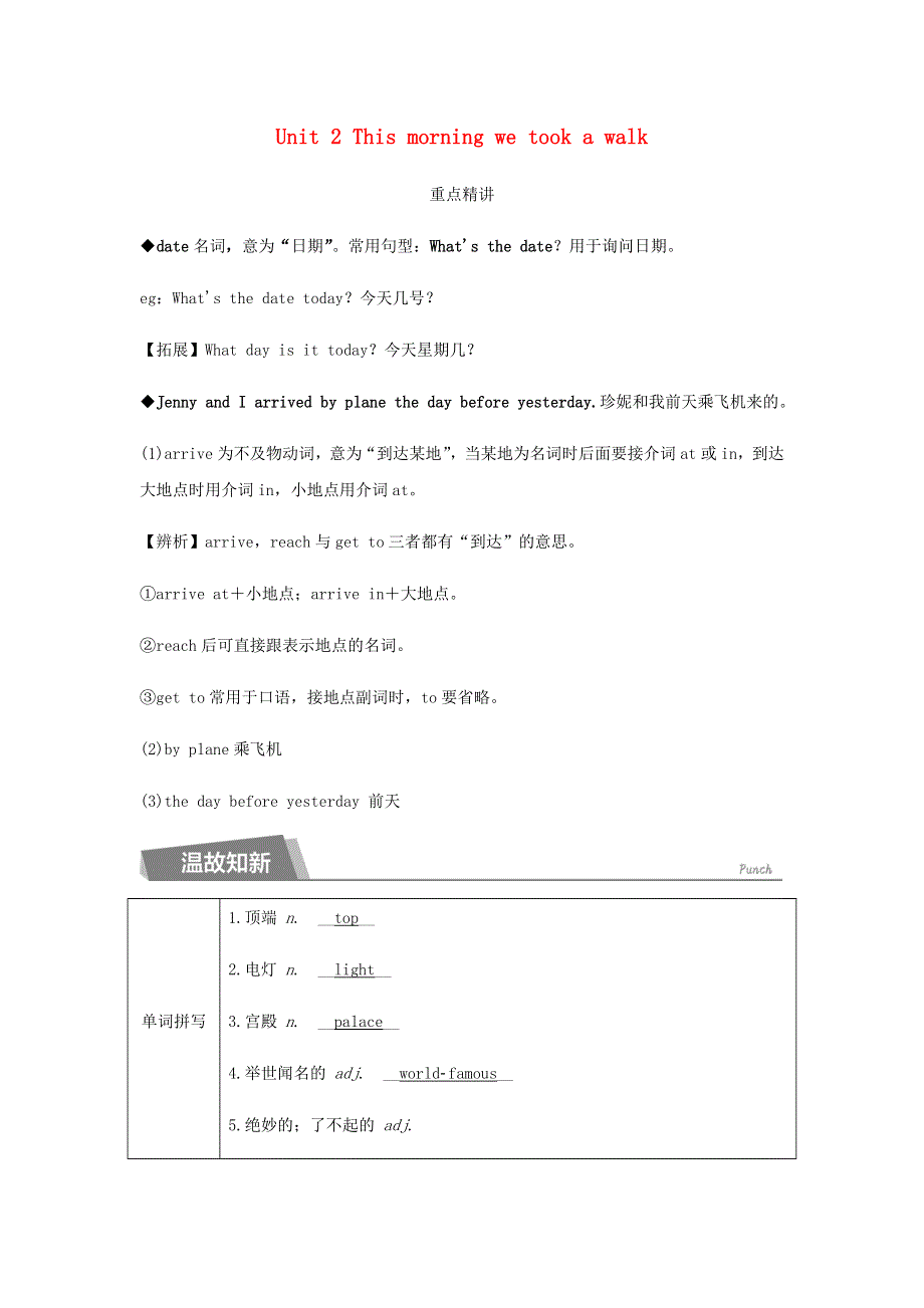 2020春七年级英语下册 Module 10 A holiday journey Unit 2 This morning we took a walk同步测试 （新版）外研版.docx_第1页