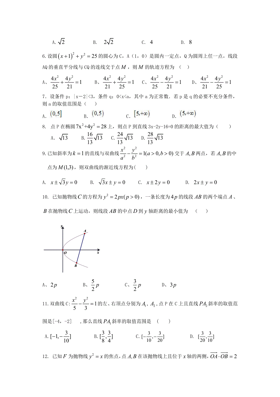 福建省福州外国语学校2016-2017学年高二上学期期末模拟考试数学（理）试题 PDF版含答案.pdf_第2页