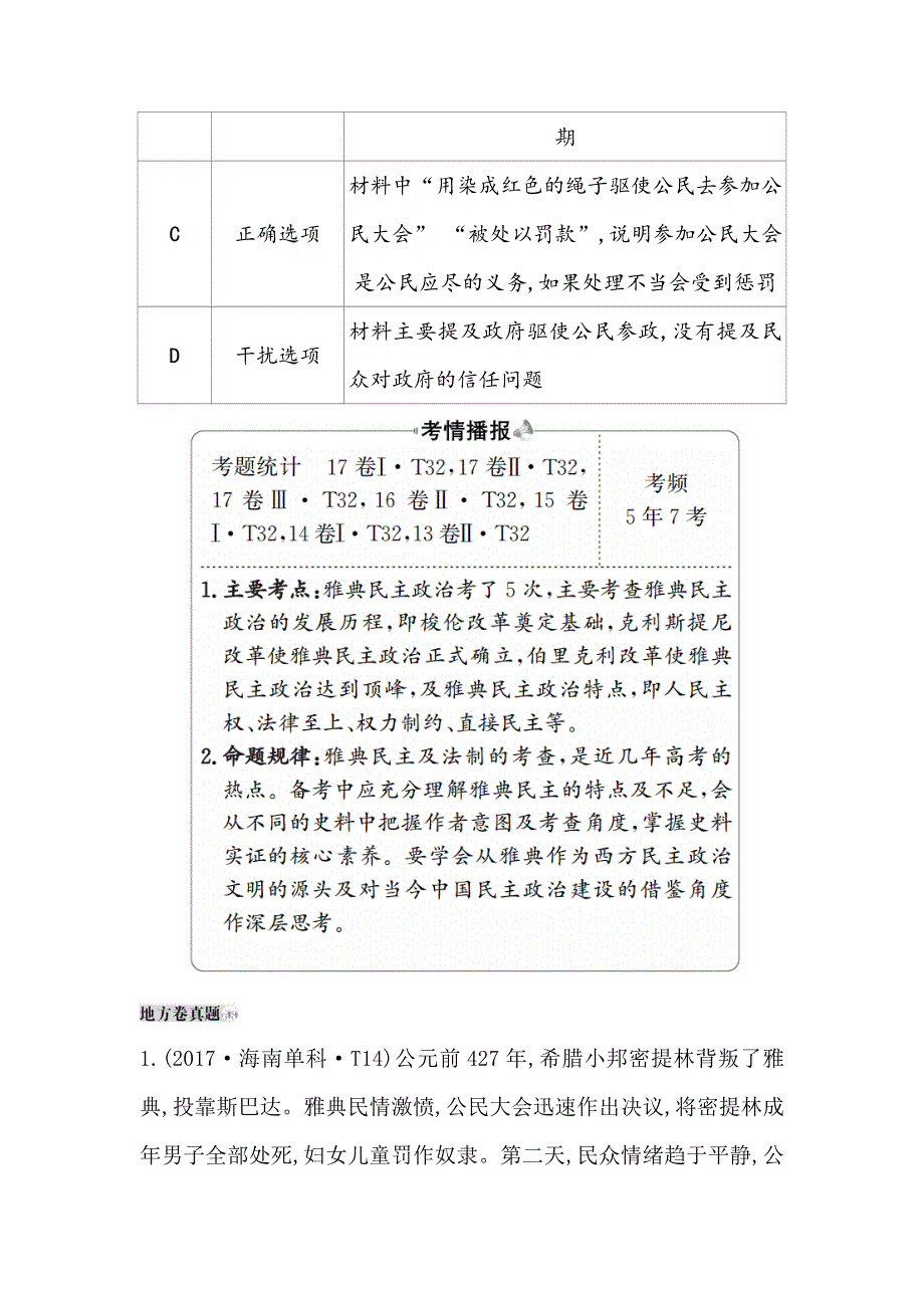 2019版高考历史一轮（全国通用版）真题精研&引领航向 5-11古代希腊的政治文明 WORD版含解析.doc_第3页