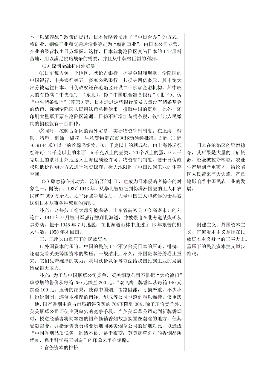 高中历史知识要点岳麓版必修2 第11课《民国时期民族工业的曲折发展》2.doc_第3页