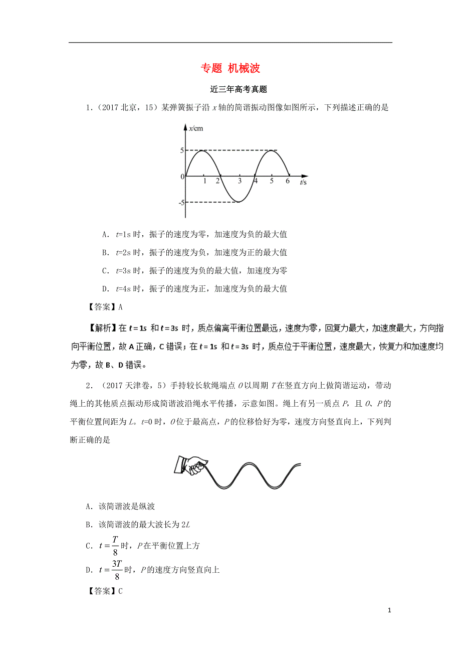 2018年高三物理一轮复习专题机械波汇编.doc_第1页