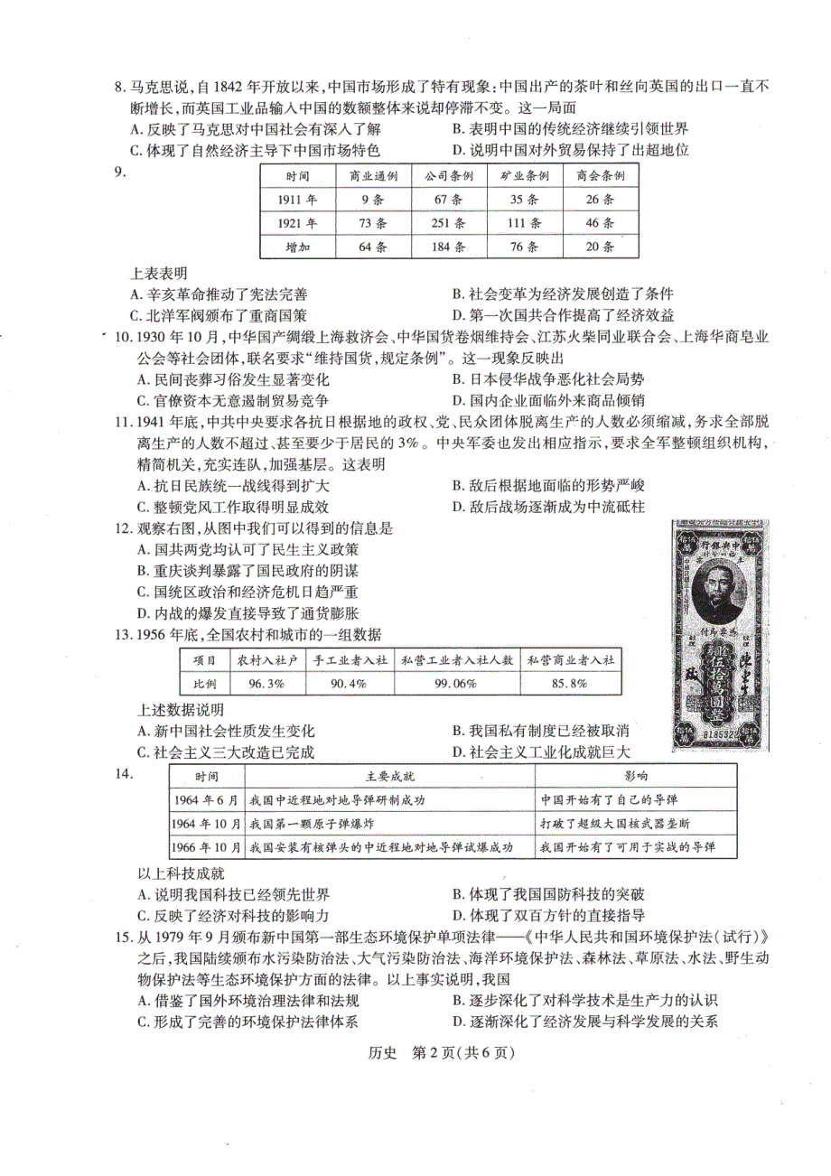 江西省2023届新高三第一次摸底考试历史 PDF版 无答案.pdf_第2页