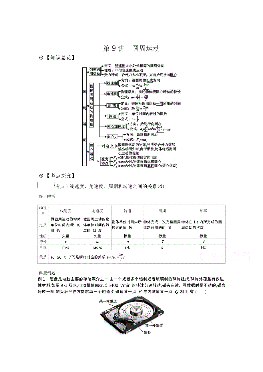 2020版高考人教物理冲A方案总复习讲义：第9讲　圆周运动 WORD版含答案.docx_第1页