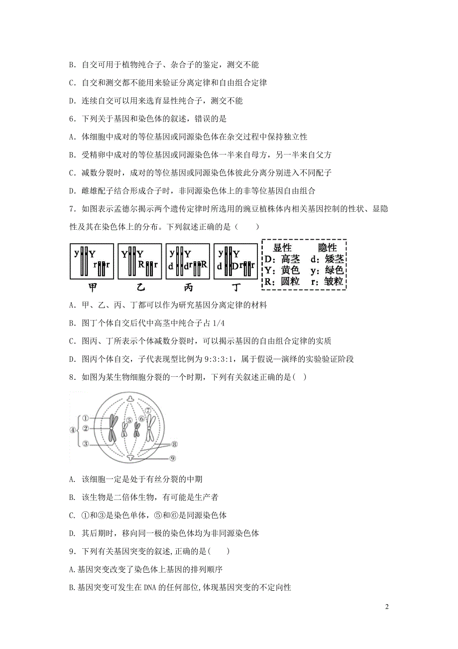 广东省湛江市第二十一中学2019_2020学年高一生物下学期开学考试试题.doc_第2页