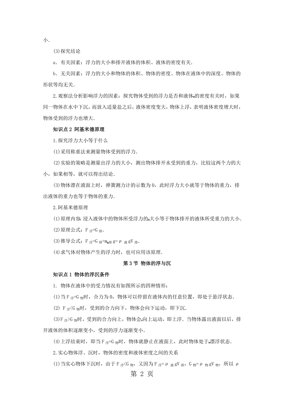 沪科版八年级物理同步知识要点梳理：第9章浮力.doc_第2页