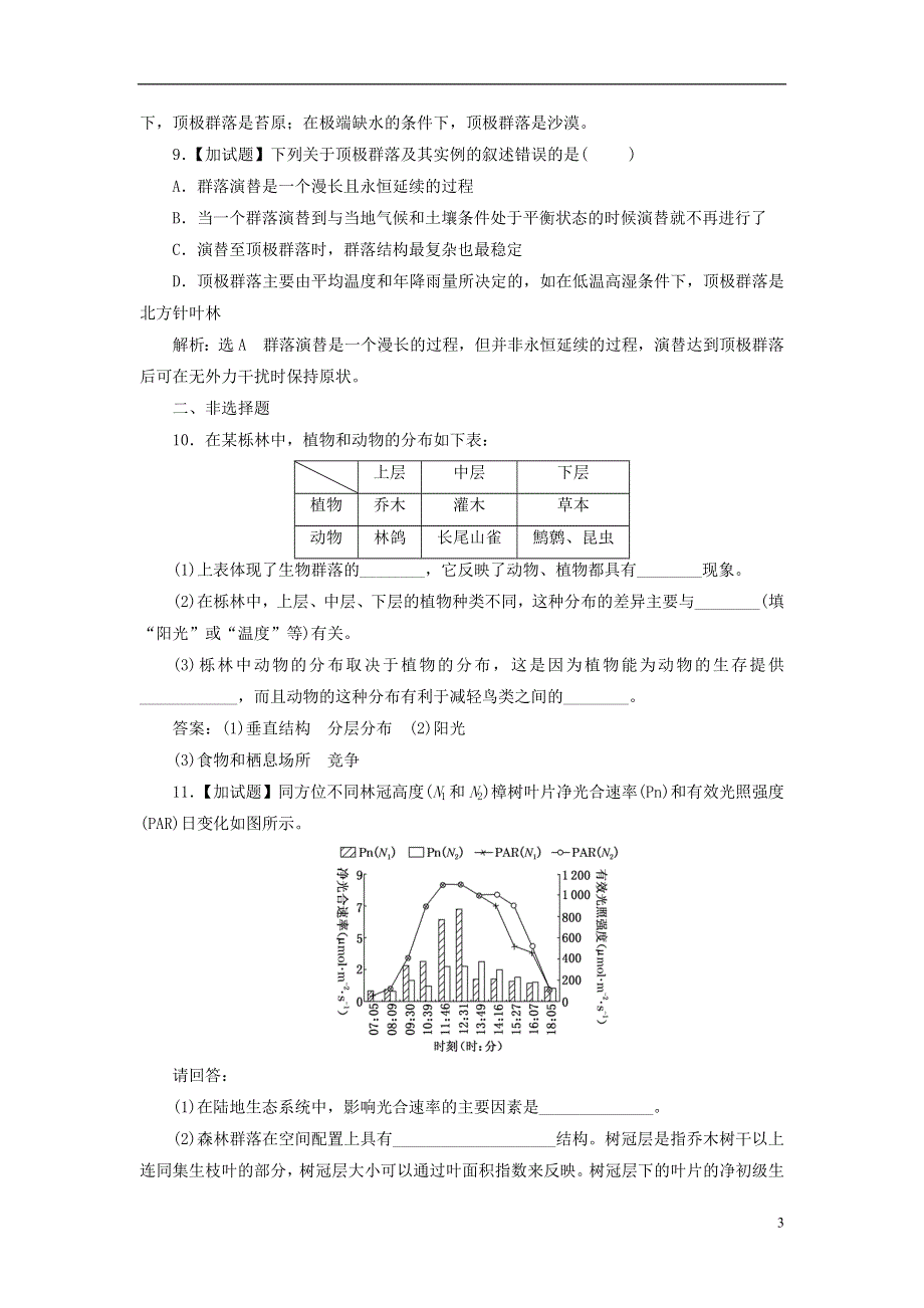 浙江专版2017_2018学年高中生物课时跟踪检测十一群落浙科版必修3.doc_第3页