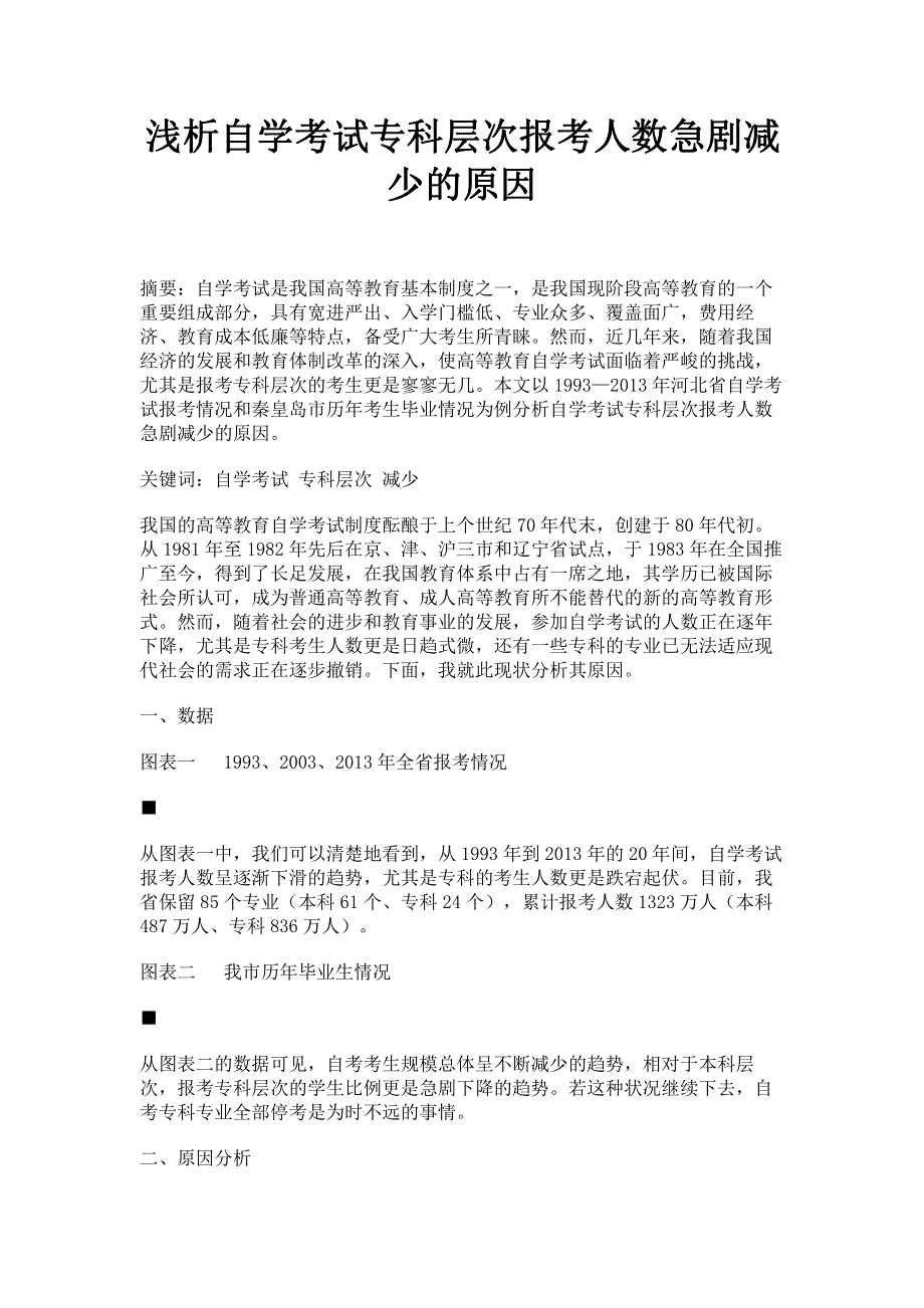 浅析自学考试专科层次报考人数急剧减少的原因.pdf_第1页