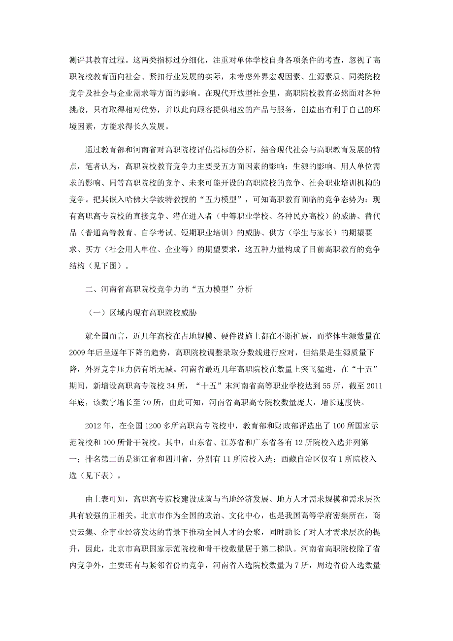 河南省高职院校竞争力的“五力模型”分析.pdf_第2页