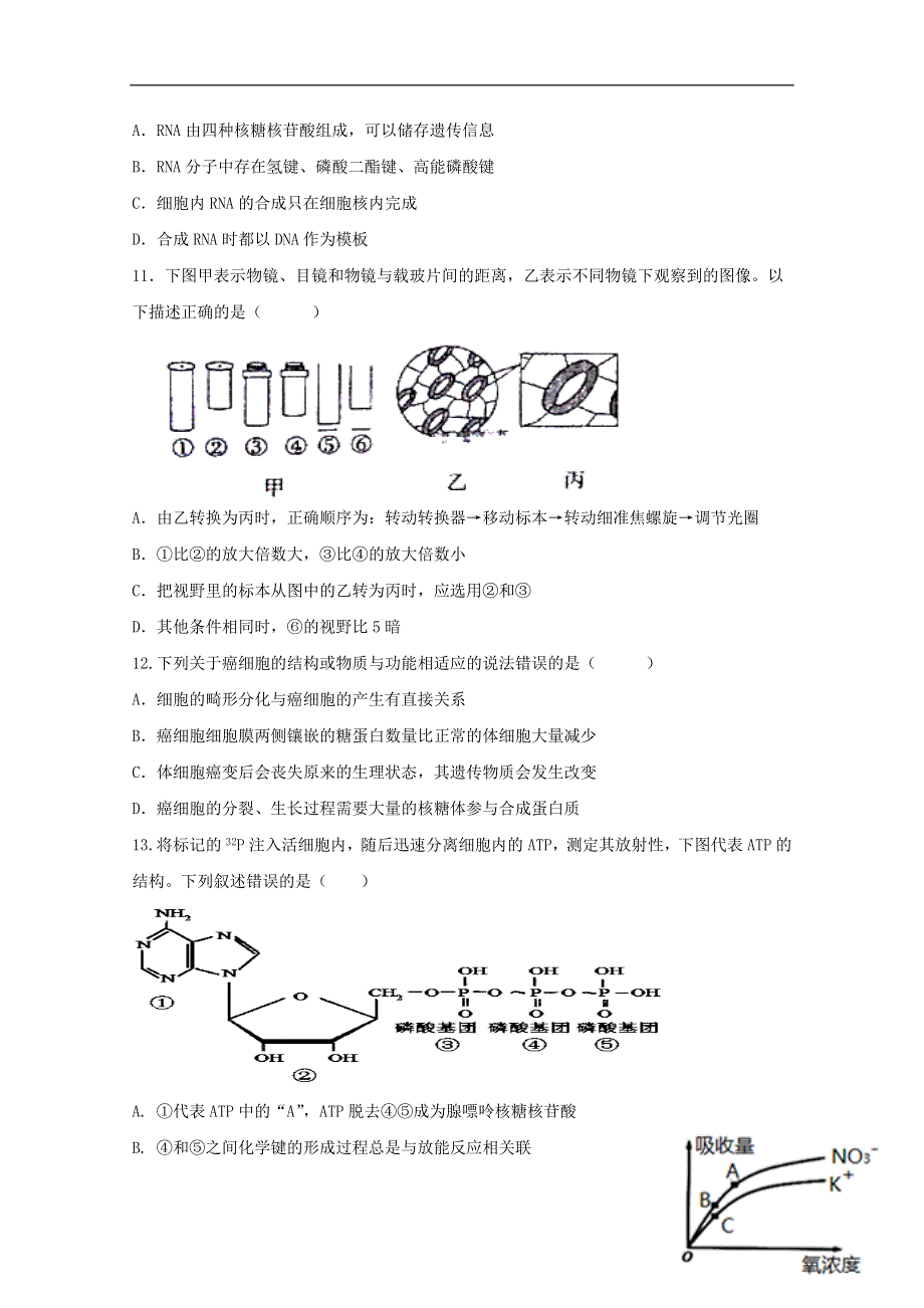 安徽省太和第一中学2019_2020学年高二生物下学期教学衔接调研考试试题飞越班.doc_第3页