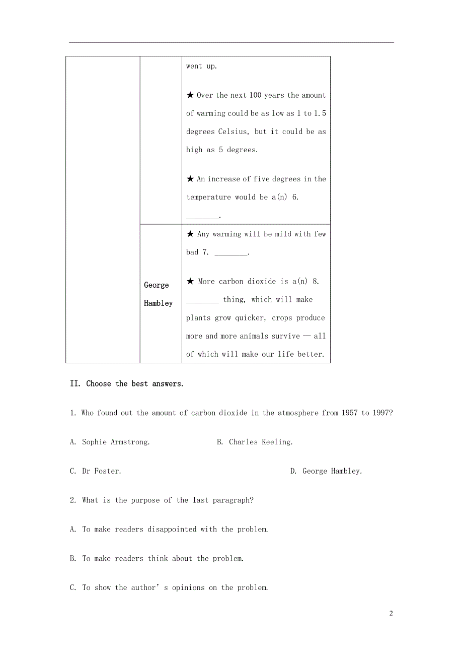 河南省林州市第一中学高中英语Unit4Globalwarming课文分析练习新人教版选修6.doc_第2页