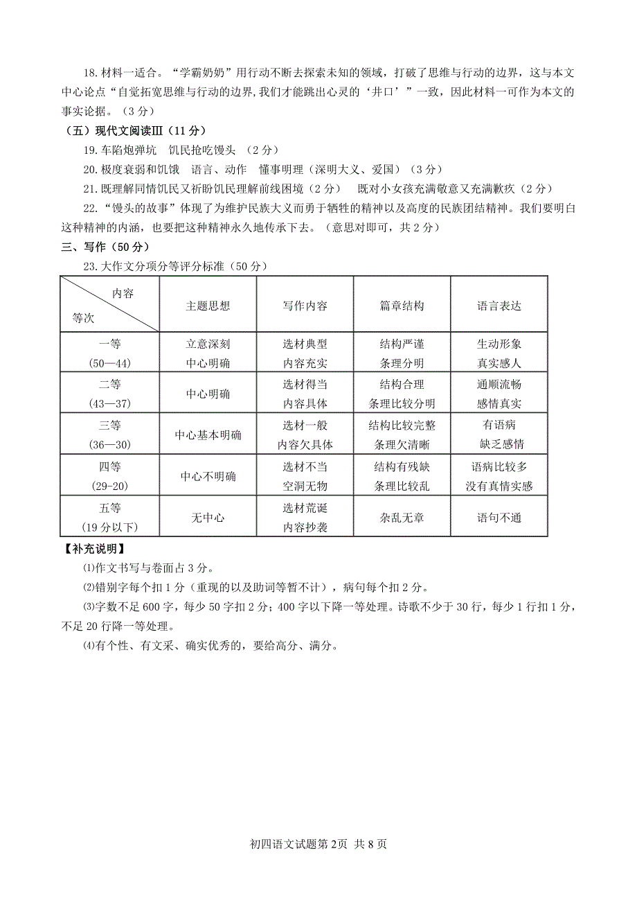 山东省龙口市2021-2022学年九年级（五四学制）下学期期中语文试卷（模拟）答案.pdf_第2页