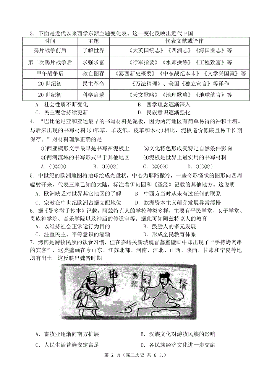 辽宁省大连市2020-2021学年高二历史下学期期末考试试题（PDF）.pdf_第2页