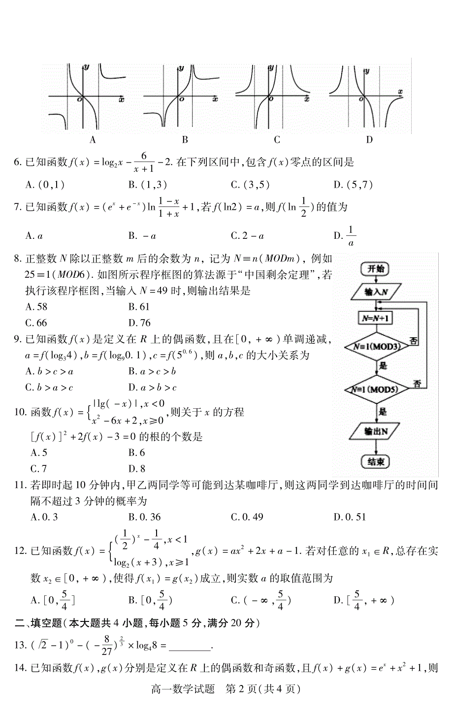 山西省运城市2019-2020学年高一数学上学期期末调研测试试题（PDF）.pdf_第2页