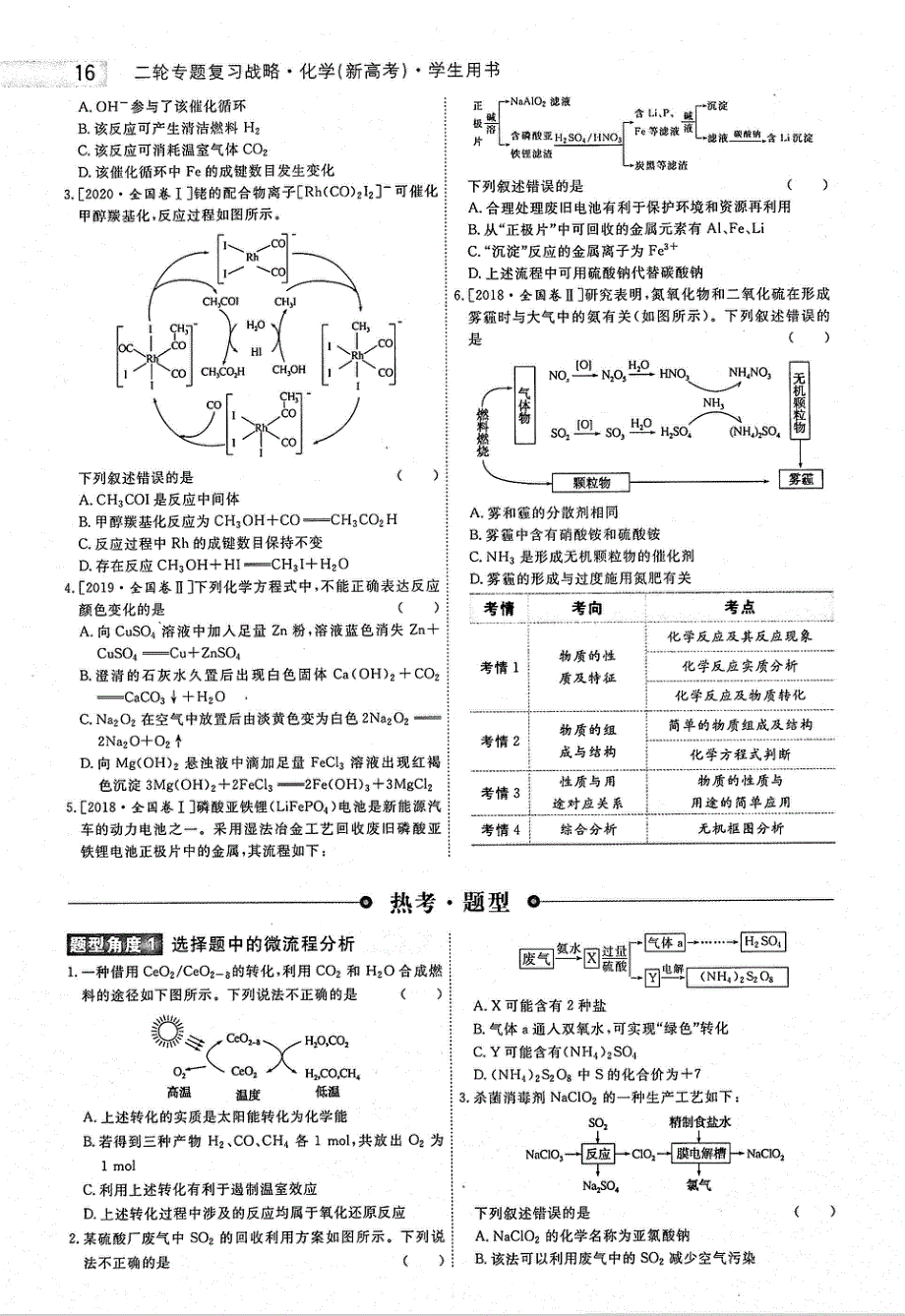 2021年高考化学二轮复习专题战略1选择题专题突破题型5无机物结构性质转化用途PDF.pdf_第3页