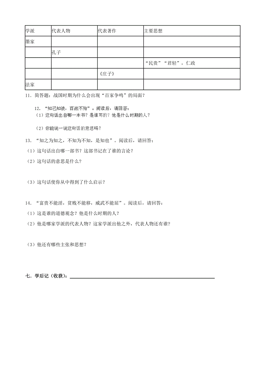 贵州省黔东南州剑河县久仰民族中学七年级历史上册 第9课《中华文化的勃兴（二）》学案（无答案） 新人教版.doc_第3页