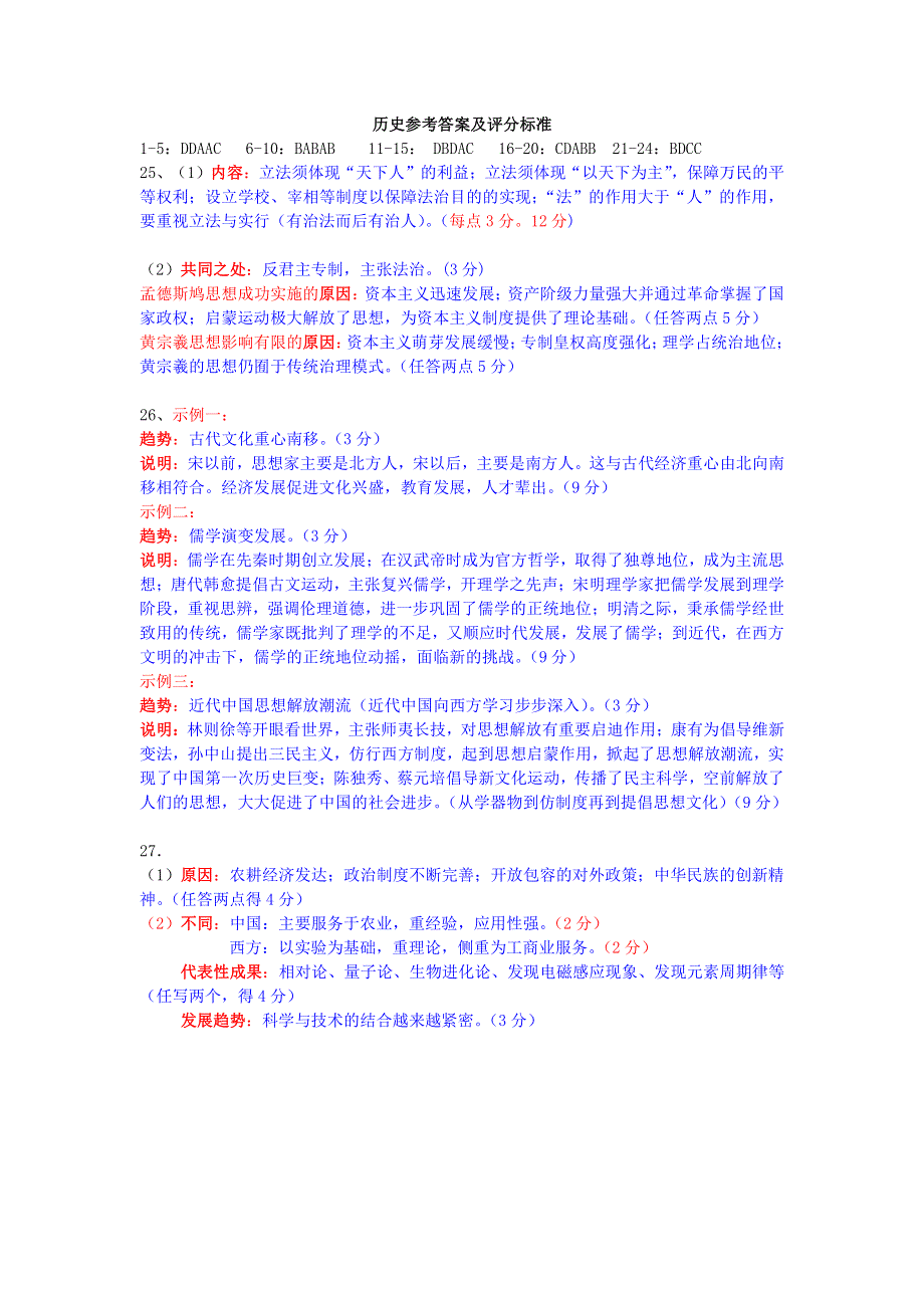 湖南省怀化市2019-2020学年高二历史上学期期末考试试题答案.pdf_第1页