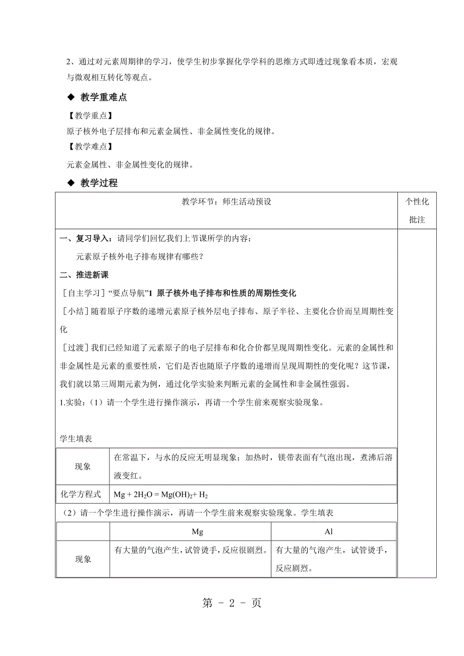 【教学设计】《元素周期律（第一课时）》（人教）讲授式教学.doc_第2页