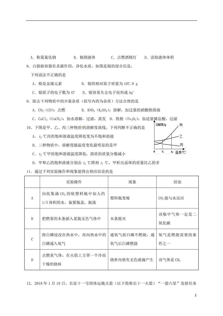 辽宁省营口市2018届中考化学模拟试题一.doc_第2页