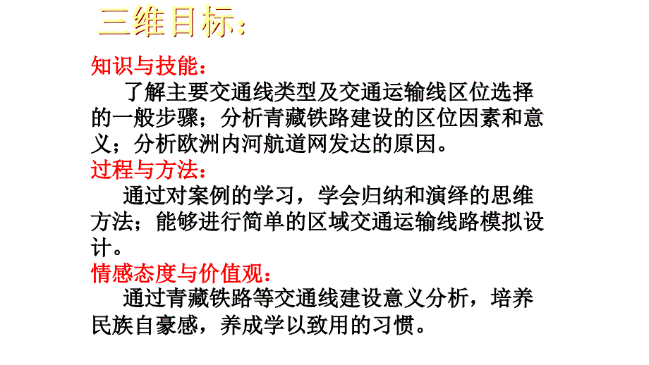 鲁教版高中地理必修二第四单元第二节交通运输布局(第1课时交通运输线)公开课教学课件共34张PPT含视频及歌曲.ppt_第3页