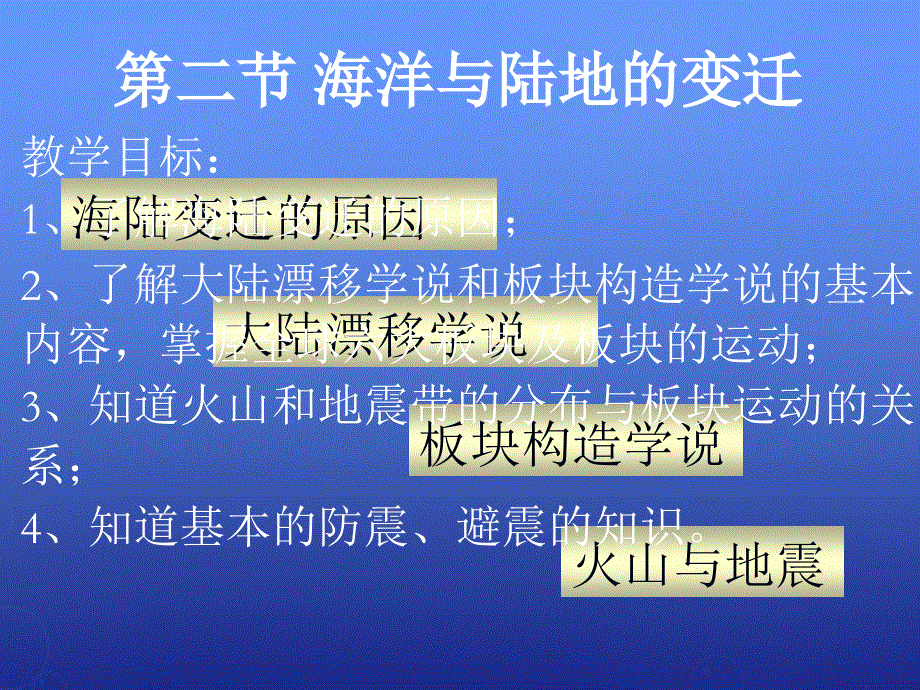 黑龙江省双城市杏山镇中学七年级地理上册第3章第2节海洋与陆地的变迁第1课时课件粤教版.ppt_第2页