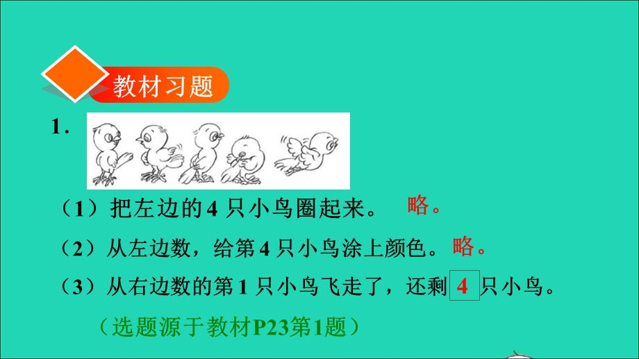 2021一年级数学上册 3 1-5的认识和加减法第3课时 第几 练习2 理解排队中的第几习题课件 新人教版.ppt_第2页