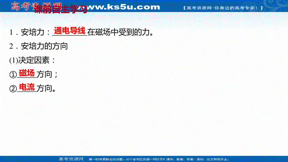 2021-2022人教版物理选择性必修二课件：第一章 1-磁场对通电导线的作用力 .ppt_第3页