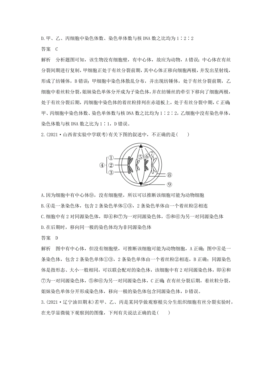 (新高考版)高考生物30个热点微练12　细胞周期中各分裂时期的判断.docx_第2页