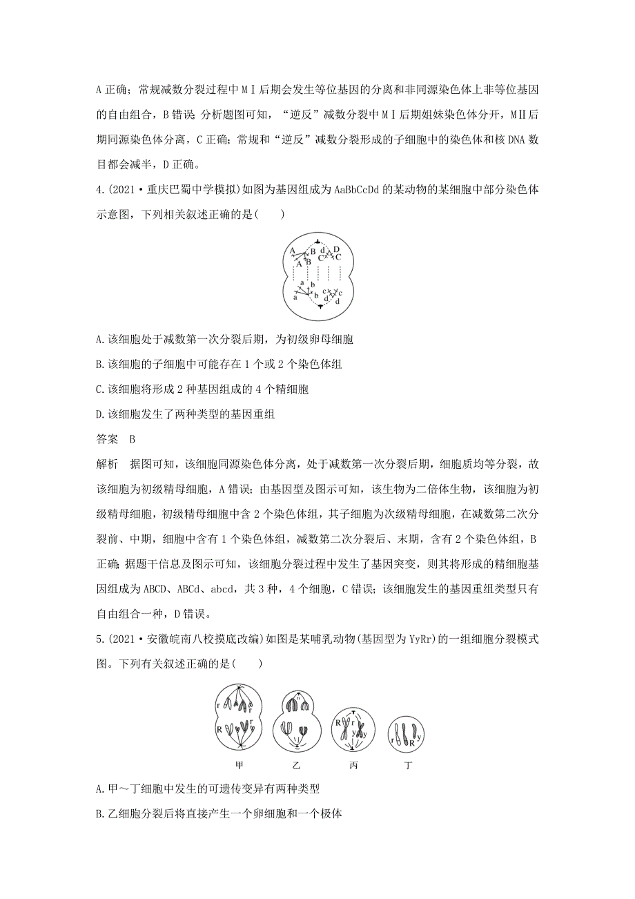 (通用版)高考生物30个热点微练13 细胞分裂图像中变异类型的判断.docx_第3页