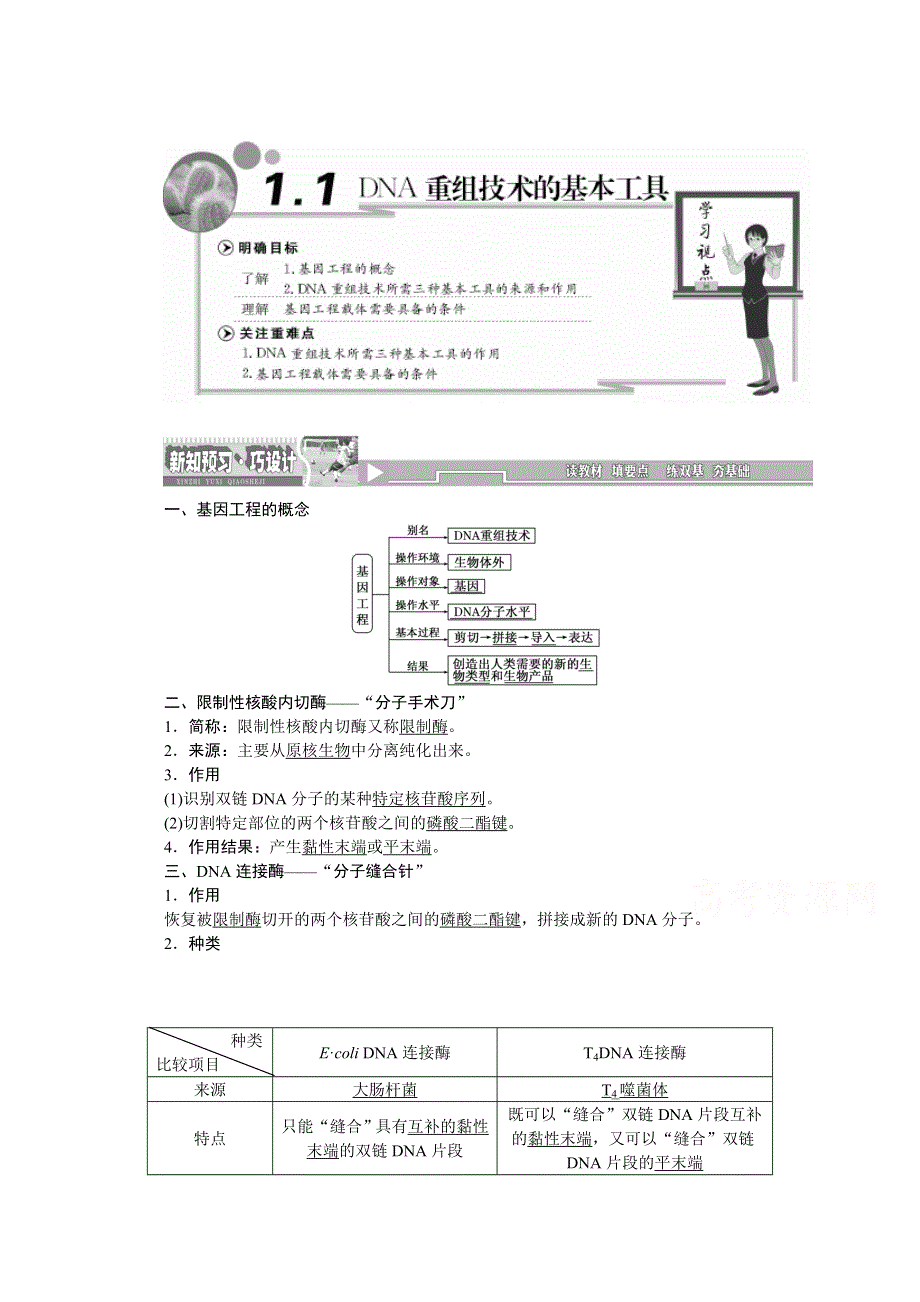 2016届高三生物一轮复习教师用书 选修3 专题1 1.doc_第1页