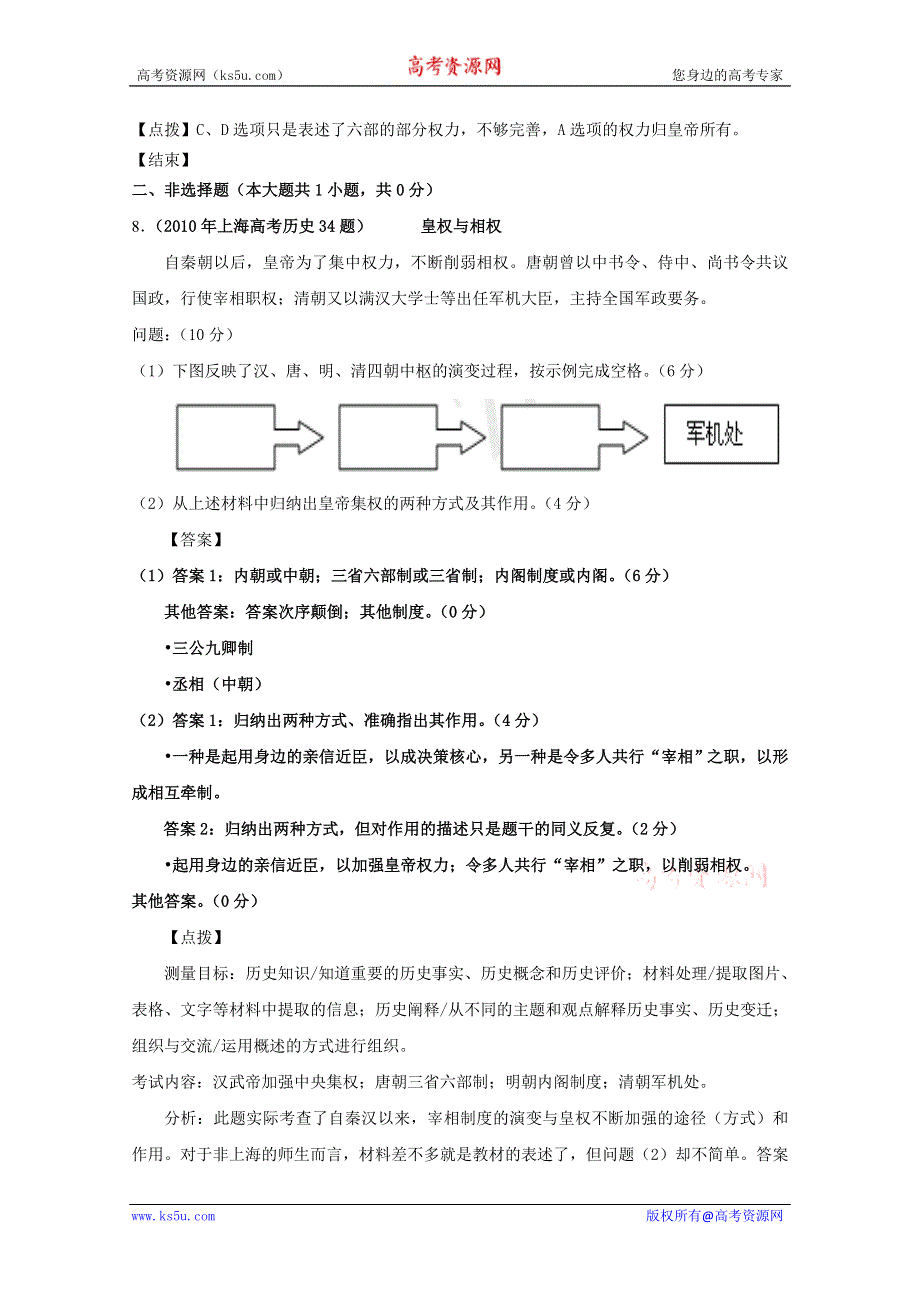 07-11年历史高考真题分课汇编（人民版必修一）：1-4 专制时代晚期的政治形态.doc_第3页