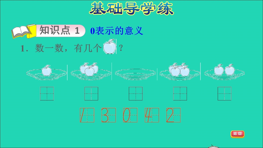 2021一年级数学上册 一 生活中的数第3课时 小猫钓鱼 0的意义和写法习题课件 北师大版.ppt_第3页