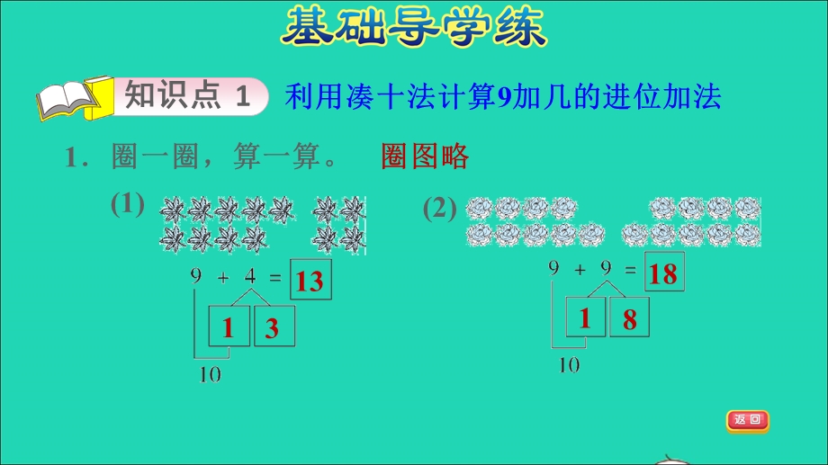 2021一年级数学上册 七 加与减（二）第3课时 有几瓶牛奶 9加几的进位加法习题课件 北师大版.ppt_第3页