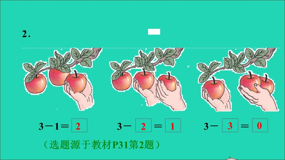 2021一年级数学上册 3 1-5的认识和加减法第6课时 减法 练习1 减法意义的初步理解习题课件 新人教版.ppt_第3页