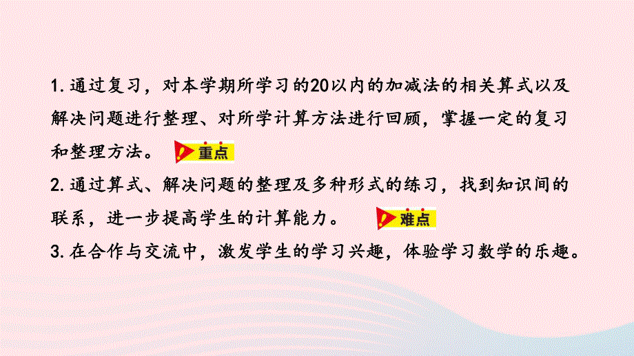 2023一年级数学上册 整理与评价第2课时 20以内数的加减法及解决问题教学课件 冀教版.pptx_第2页