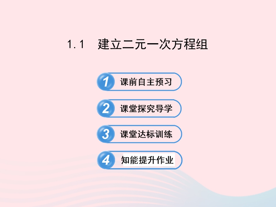 七年级数学下册 第1章 二元一次方程组 1建立二元一次方程组习题课件 （新版）湘教版.ppt_第1页