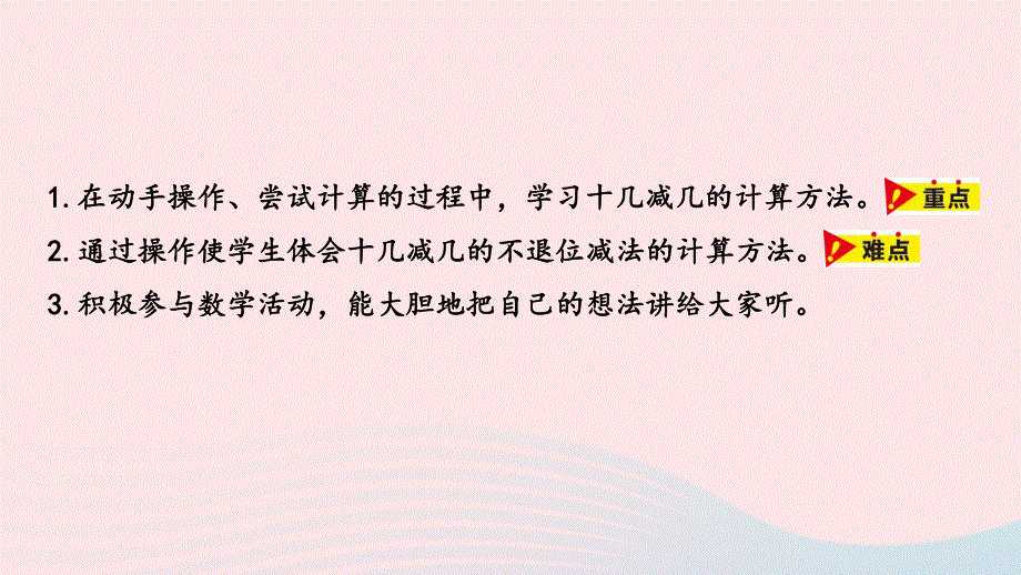 2023一年级数学上册 第9单元 20以内的减法第1课时 十几减几教学课件 冀教版.pptx_第2页