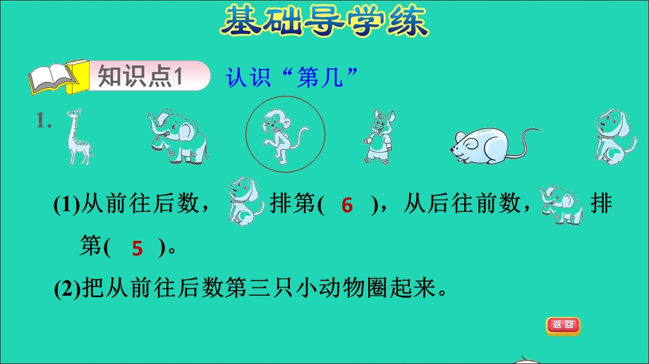 2021一年级数学上册 一 快乐的校园——10以内数的认识 信息窗3第7课时 几和第几习题课件 青岛版六三制.ppt_第3页