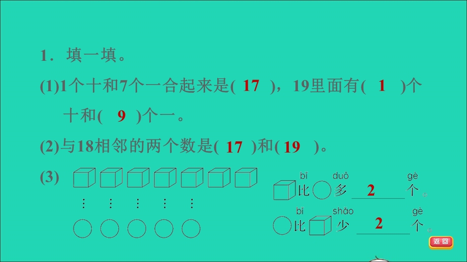 2021一年级数学上册 9 总复习 1数与代数习题课件 新人教版.ppt_第3页