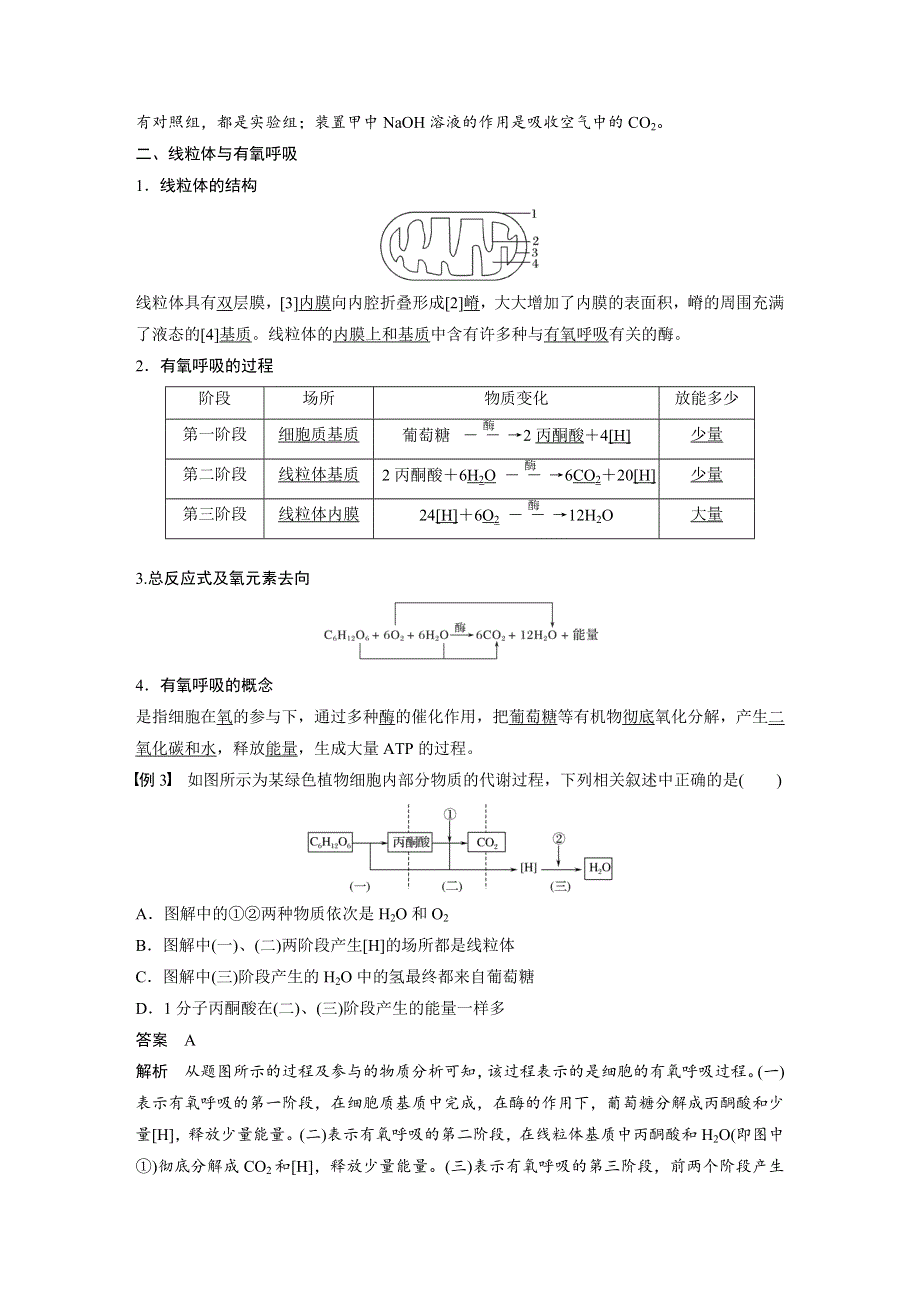 2018-2019版生物新学案同步必修一人教全国通用版讲义：第5章 第3节 第1课时　细胞呼吸的方式和有氧呼吸的过程 WORD版含答案.docx_第3页