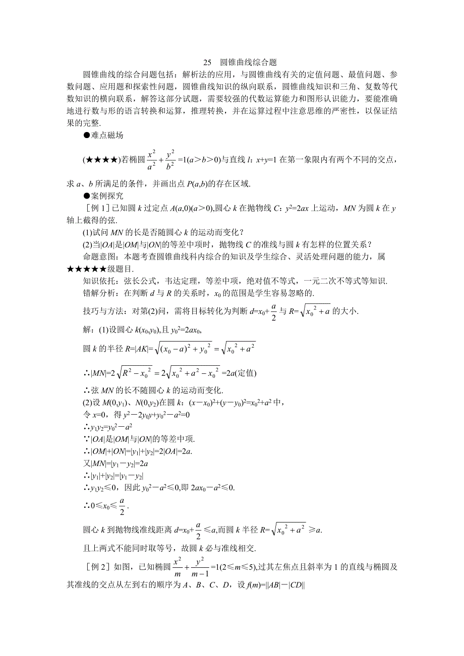 (新人教)2012届高三数学第二轮复习圆锥曲线综合题.doc_第1页