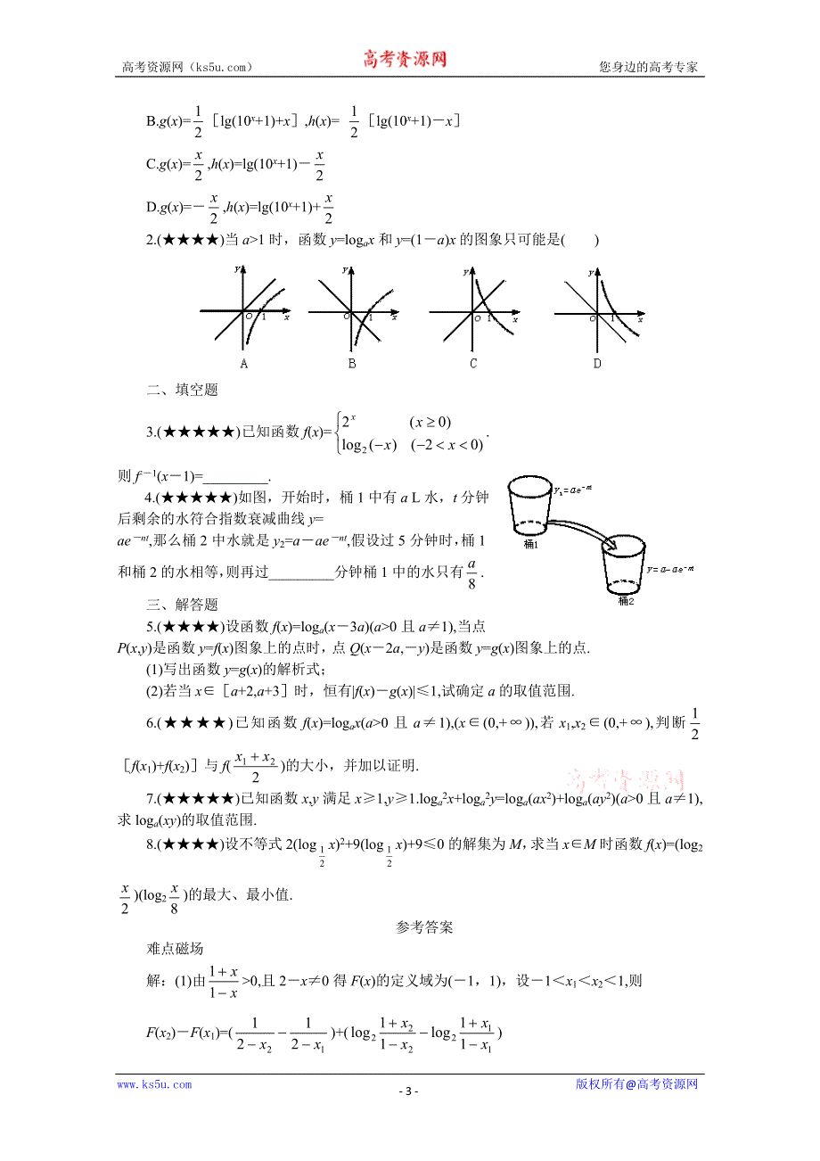 (新人教)2012届高三数学第二轮复习指数函数、对数函数问题.doc_第3页