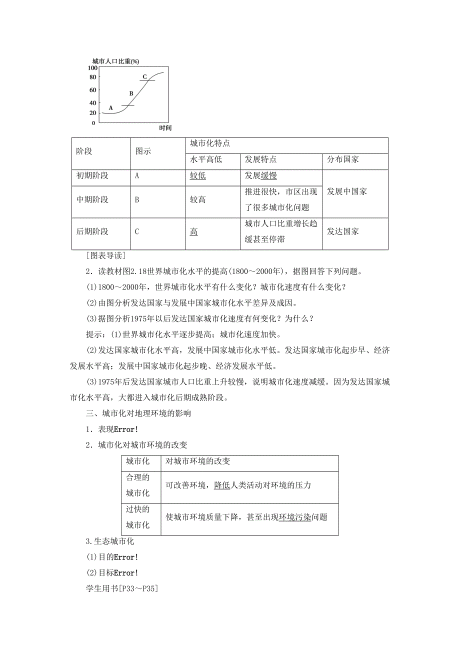 一师一优课2016-2017学年高一地理人教版必修2教学设计：2.3《城市化》3 WORD版含答案.doc_第3页